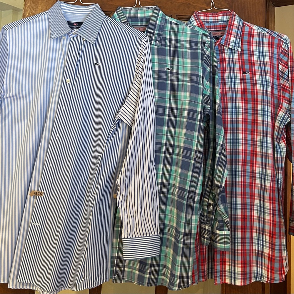 Vineyard Vines Blue and Green Button Down Shirts
